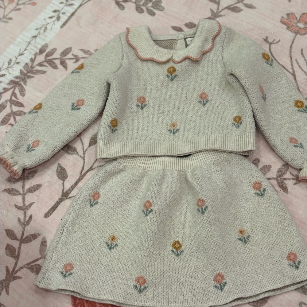 Cynthia Rowley Cream and Pink Knit Set